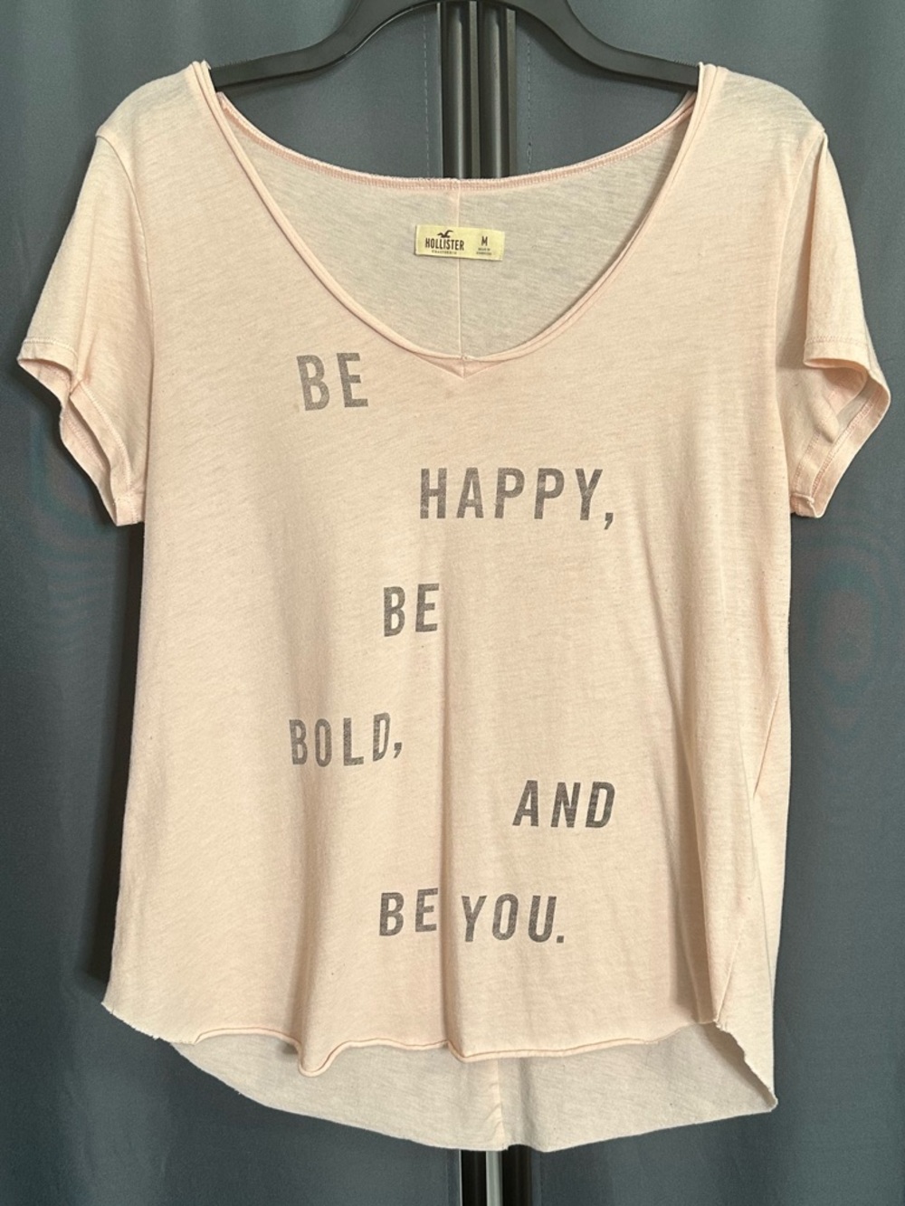 Hollister Light Pink 'Be Happy, Be Bold, And Be You.’ Scoop Neck Tee